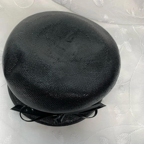 Vintage  Linda Anne Black Straw Hat - Picture 4 of 8